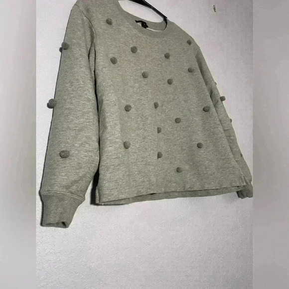 J. Crew Women’s Medium Gray Pom Pom Crewneck - Picture 4 of 6